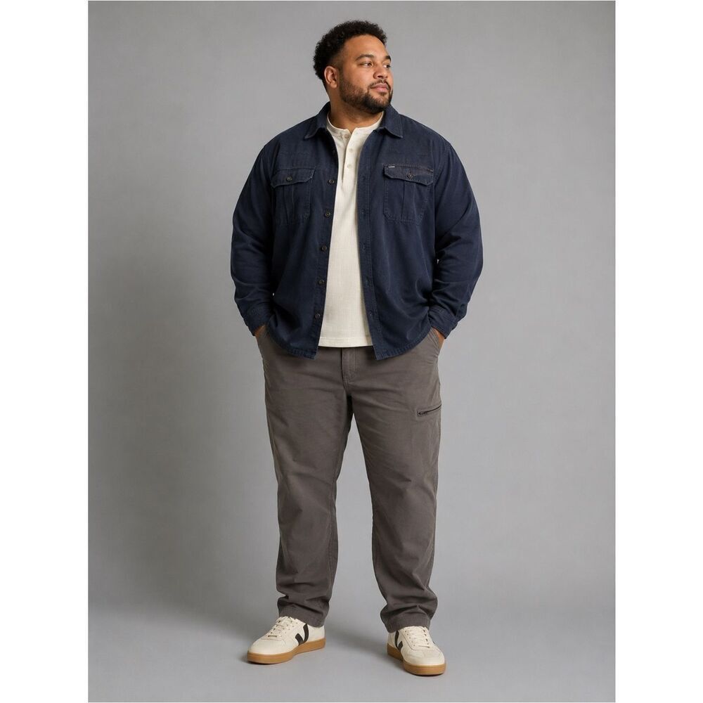 Wrangler All Terrain Gear Cargo Pants Solid Gray Relaxed Fit size 42 x 30